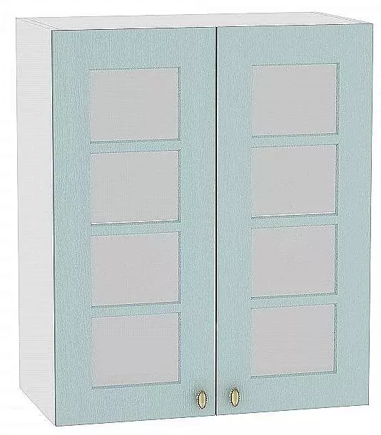 Шкаф верхний с 2-мя остекленными дверцами Прованс 920х600 Голубой/Белый