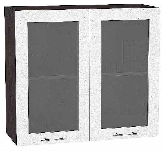 Шкаф верхний с 2-мя дверцами остекленными Валерия-М 720х800 Белый металлик/Венге