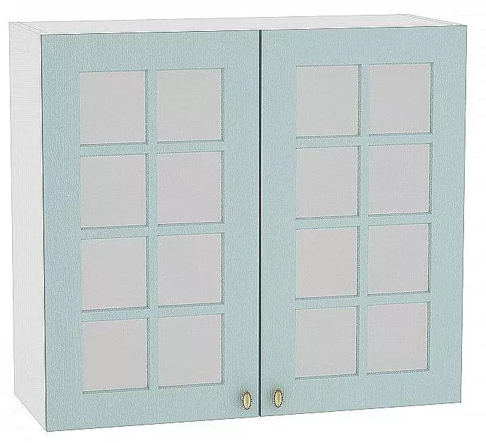 Шкаф верхний с 2-мя остекленными дверцами Прованс 920х800 Голубой/Белый