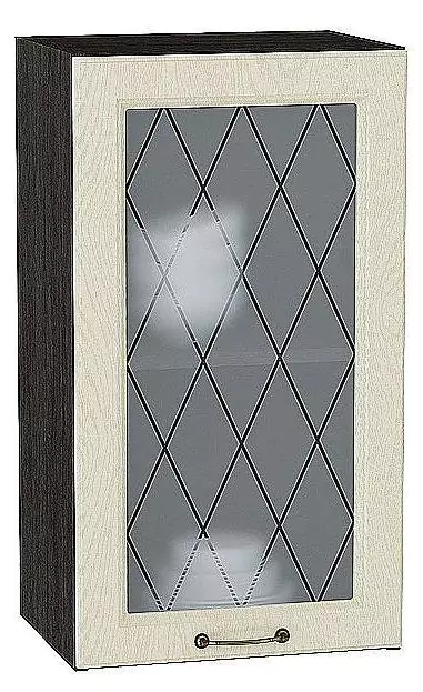 Шкаф верхний с 1-ой остекленной дверцей Ницца 720х400 Дуб крем/Венге