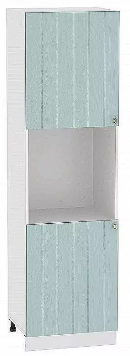 Шкаф пенал под бытовую технику с 2-мя дверцами Прованс 600 (для верхних шкафов высотой 720) Голубой/Белый