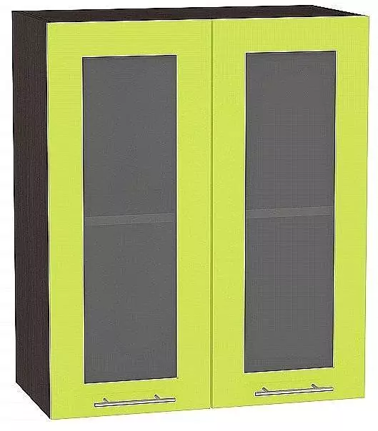 Шкаф верхний с 2-мя дверцами остекленными Валерия-М 920х600 Лайм глянец/Венге