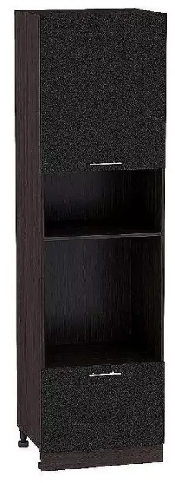 Шкаф пенал с 1-ой дверцей и ящиком под технику Валерия-М 600х2340 Черный металлик/Венге