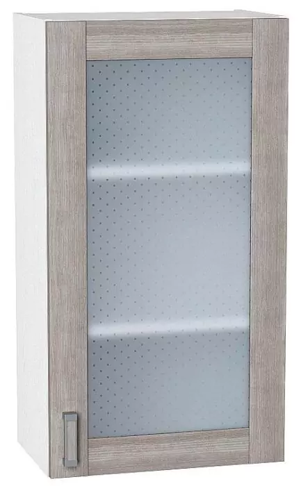 Шкаф верхний с 1-ой остекленной дверцей Лофт 920х500 Cappuccino Veralinga/Белый