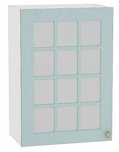 Шкаф верхний с 1-ой остекленной дверцей Прованс 920х500 Голубой/Белый