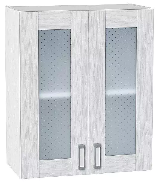 Шкаф верхний с 2-мя остекленными дверцами Лофт 720х600 Snow Veralinga/Белый