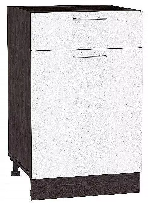 Шкаф нижний с 1-ой дверцей и ящиком Валерия-М 500 Белый металлик/Венге