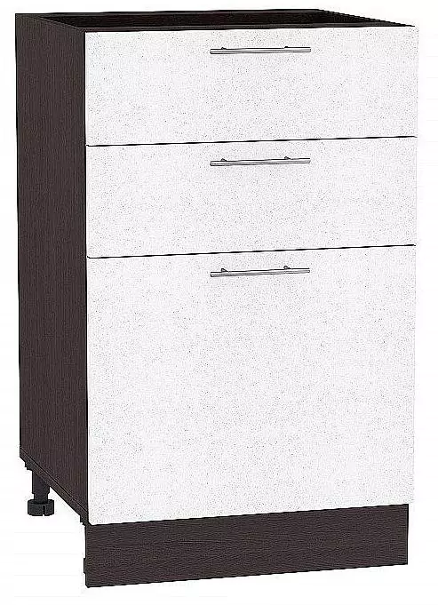 Шкаф нижний с 3-мя ящиками Валерия-М 500 Белый металлик/Венге