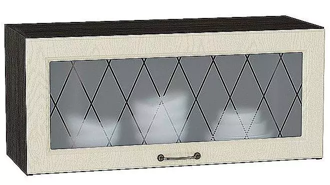 Шкаф верхний горизонтальный остекленный Ницца 800 Дуб крем/Венге