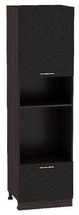 Шкаф пенал с 1-ой дверцей и ящиком под технику Валерия-М 600х2140 Черный металлик/Венге