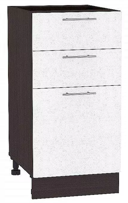 Шкаф нижний с 3-мя ящиками Валерия-М 400 Белый металлик/Венге