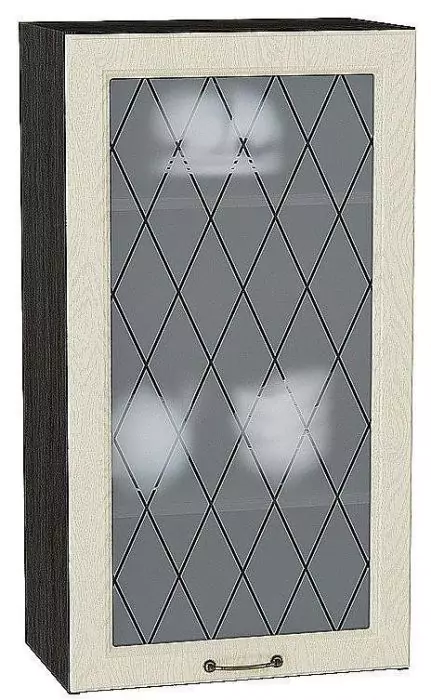 Шкаф верхний с 1-ой остекленной дверцей Ницца 920х500 Дуб крем/Венге