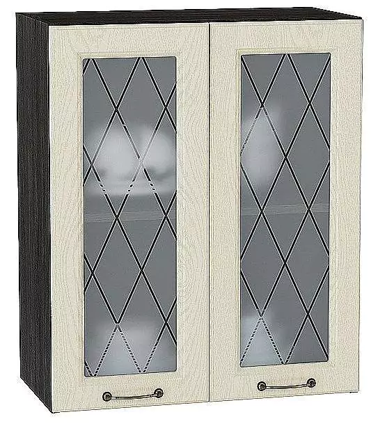 Шкаф верхний с 2-мя остекленными дверцами Ницца 720х600 Дуб крем/Венге