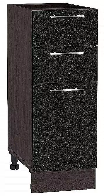 Шкаф нижний с 3-мя ящиками Валерия-М 300 Черный металлик/Венге