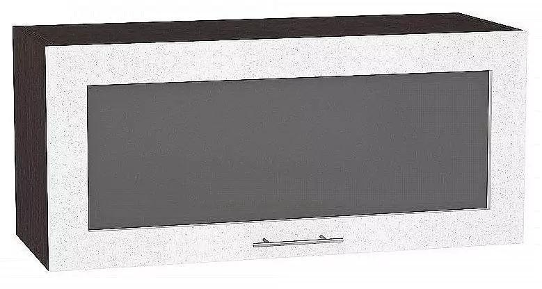 Шкаф верхний горизонтальный остекленный Валерия-М 800 Белый металлик/Венге