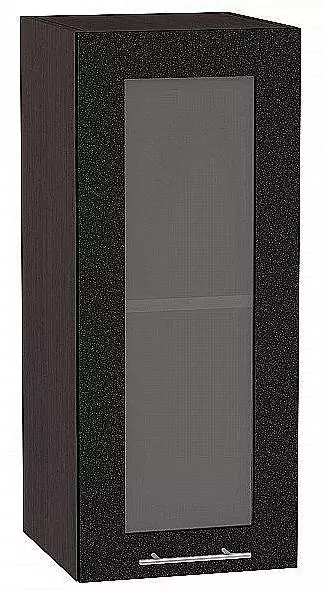 Шкаф верхний с 1-ой остекленной дверцей Валерия-М 720х300 Черный металлик/Венге