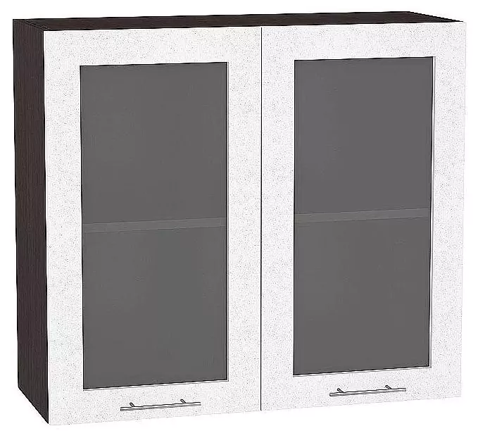 Шкаф верхний с 2-мя дверцами остекленными Валерия-М 920х800 Белый металлик/Венге