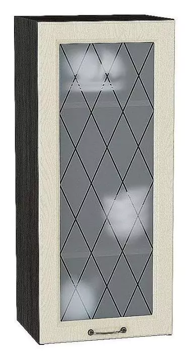 Шкаф верхний с 1-ой остекленной дверцей Ницца 920х400 Дуб крем/Венге