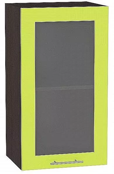 Шкаф верхний с 1-ой остекленной дверцей Валерия-М 920х400 Лайм глянец/Венге