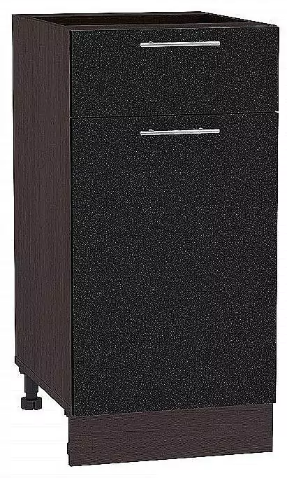 Шкаф нижний с 1-ой дверцей и ящиком Валерия-М 400 Черный металлик/Венге