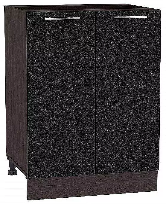Шкаф нижний с 2-мя дверцами Валерия-М 600 Черный металлик/Венге