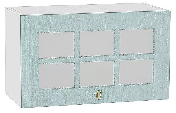 Шкаф верхний горизонтальный остекленный с увеличенной глубиной Прованс 600 Голубой/Белый