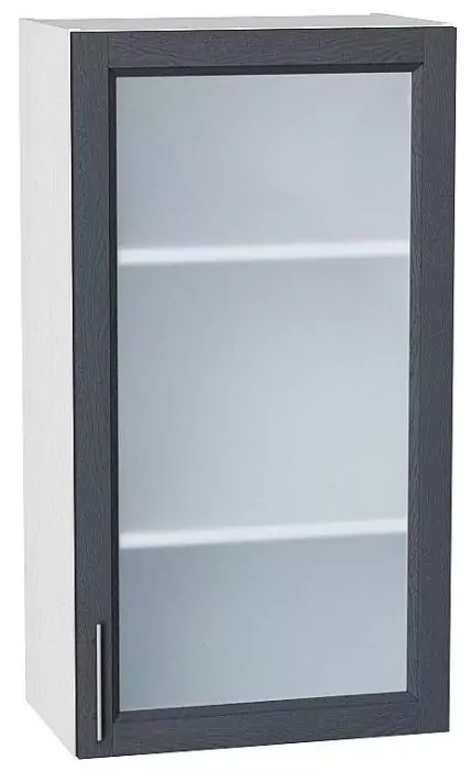 Шкаф верхний с 1-ой остекленной дверцей Сканди 920х500 Графит Софтвуд/Белый