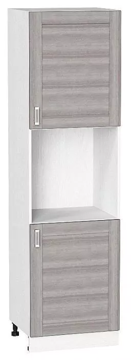 Шкаф пенал под бытовую технику с 2-мя дверцами Лофт 600 (для верх шкафов высотой 720) Cappuccino Veralinga/Белый