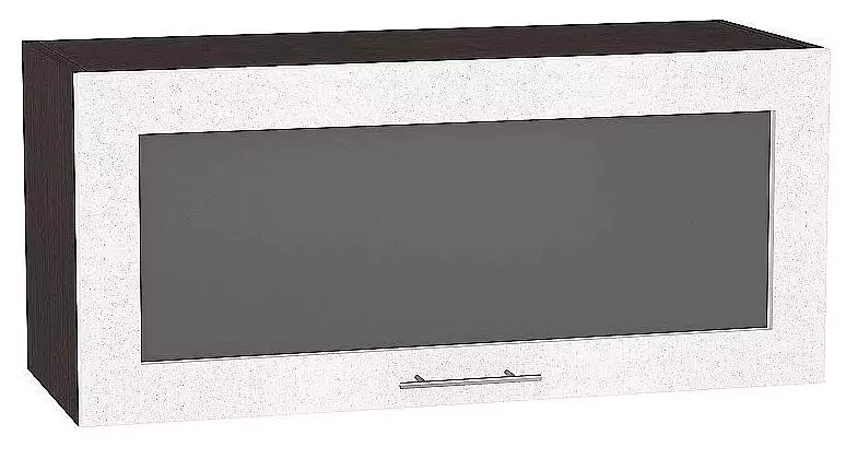 Шкаф верхний горизонтальный остекленный глубокий Валерия-М 800 Белый металлик/Венге