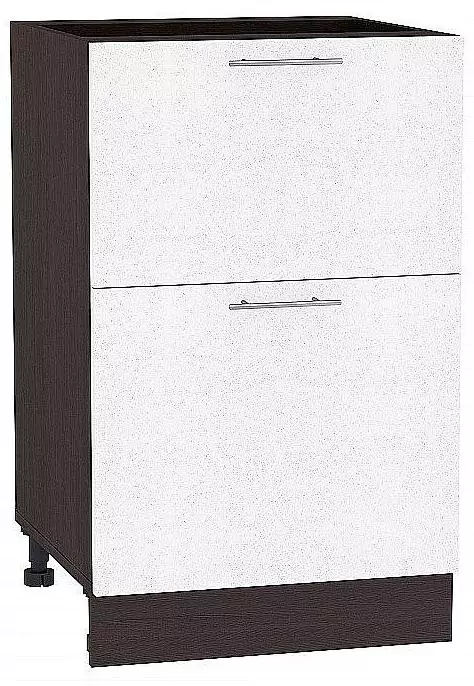 Шкаф нижний с 2-мя ящиками Валерия-М 500 Белый металлик/Венге
