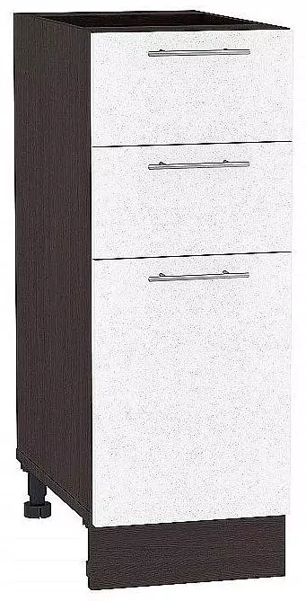 Шкаф нижний с 3-мя ящиками Валерия-М 300 Белый металлик/Венге