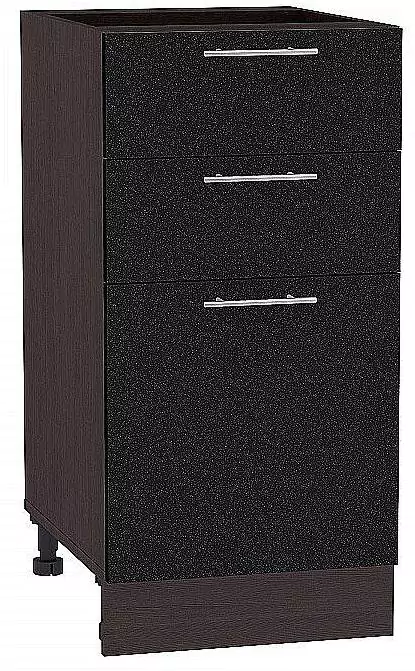 Шкаф нижний с 3-мя ящиками Валерия-М 400 Черный металлик/Венге