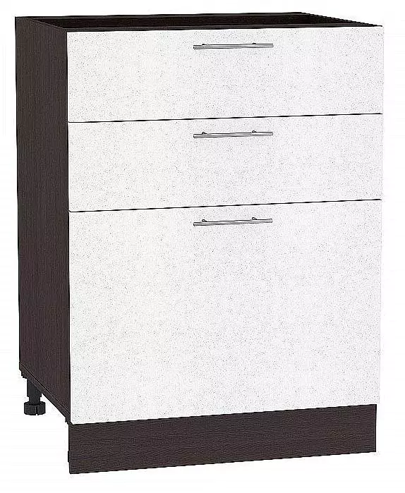 Шкаф нижний с 3-мя ящиками Валерия-М 600 Белый металлик/Венге