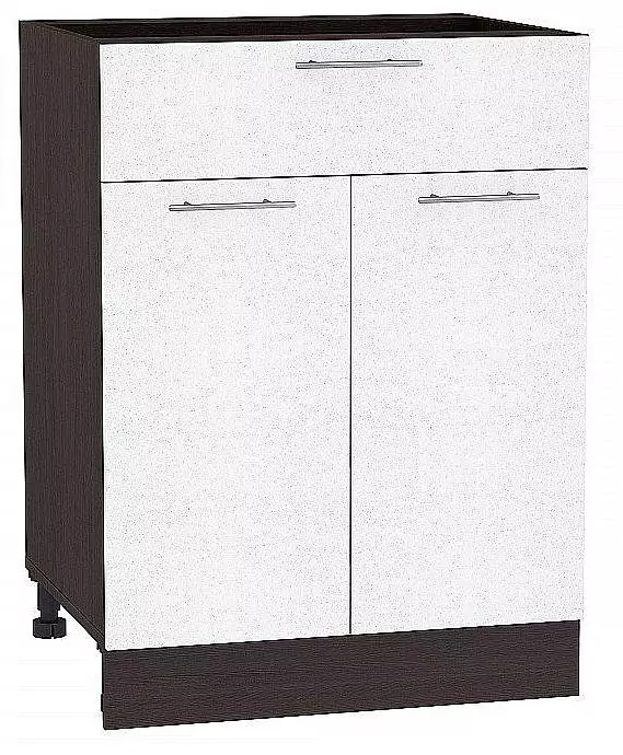 Шкаф нижний с 2-мя дверцами и ящиком Валерия-М Белый металлик/Венге