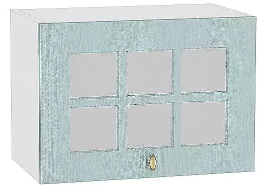 Шкаф верхний горизонтальный остекленный с увеличенной глубиной Прованс 500 Голубой/Белый