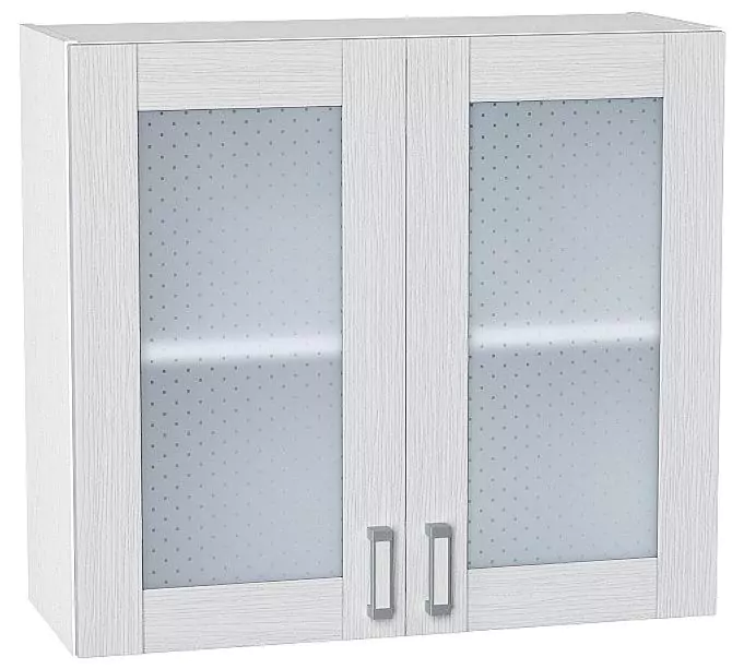 Шкаф верхний с 2-мя остекленными дверцами Лофт 720х800 Snow Veralinga/Белый