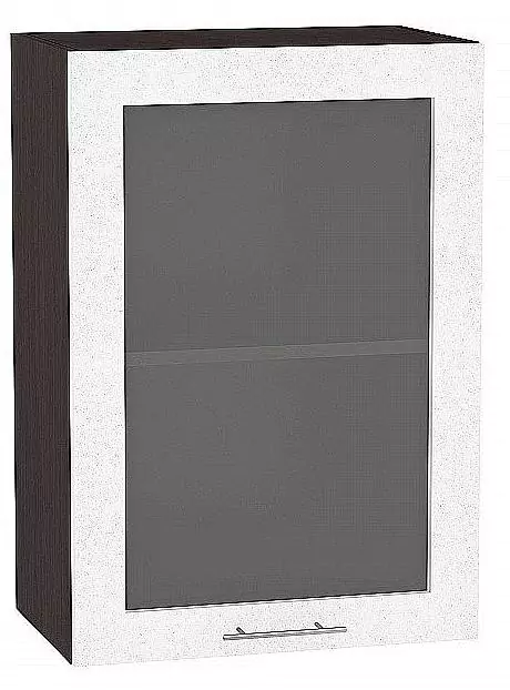 Шкаф верхний с 1-ой остекленной дверцей Валерия-М 720х500 Белый металлик/Венге