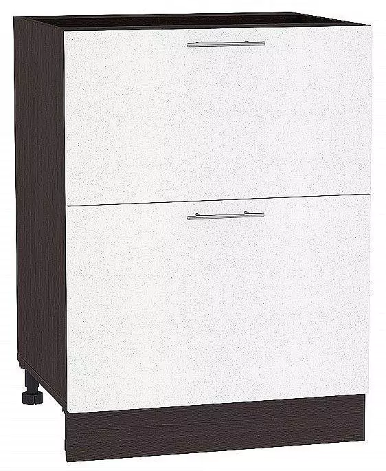 Шкаф нижний с 2-мя ящиками Валерия-М 600 Белый металлик/Венге