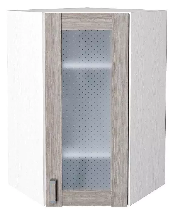 Шкаф верхний угловой остекленный Лофт 920 Cappuccino Veralinga/Белый