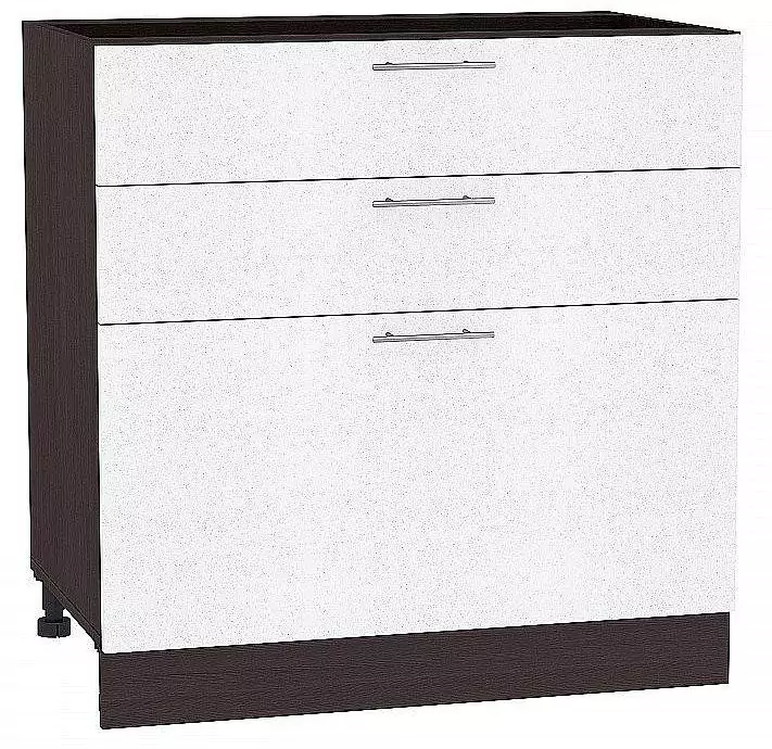 Шкаф нижний с 3-мя ящиками Валерия-М 800 Белый металлик/Венге