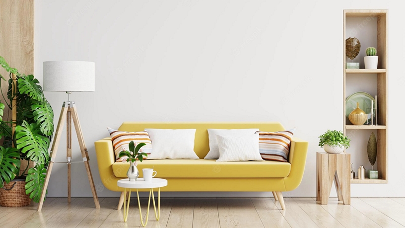 Желтый диван в интерьере