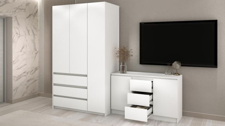 Комплект шкаф и комод Акация 1.2 м, Белый