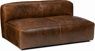 Прямой кожаный диван Миро (Лофт) Без механизма Коричневый