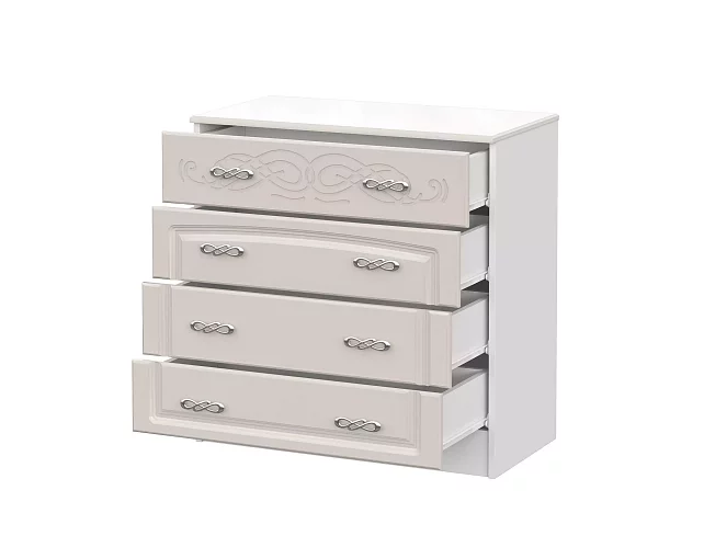 Шкаф трёхстворчатый ШК-3 Венеция+Комод Венеция КМ-02 (белый/жемчуг), Бежевый