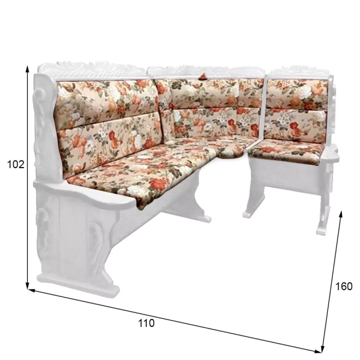 ф116А Кухонный угловой диван Шерлок с резьбой дизайн 4 размеры