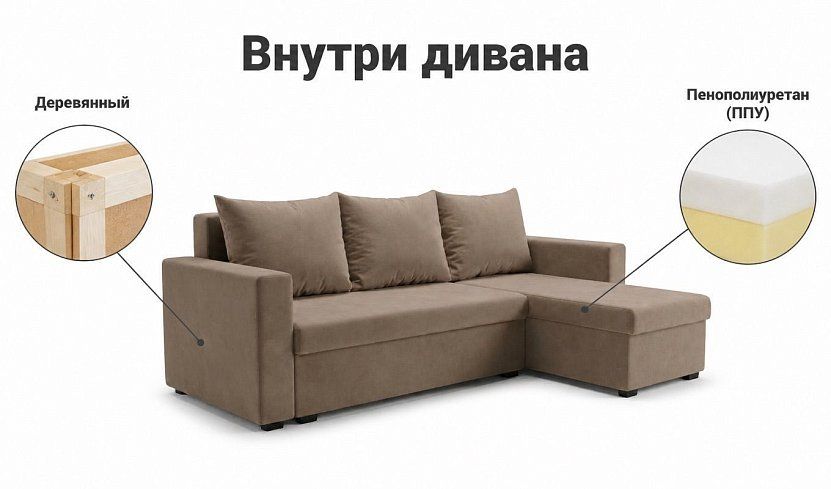 Угловой диван Турин Лайт, Бежевый