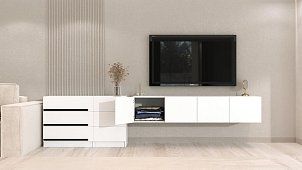 Комплект в гостиную Бастион 3.3 м Белый 