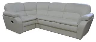 Угловой кожаный диван Георг 2 (Лофт) Выкатной Белый 